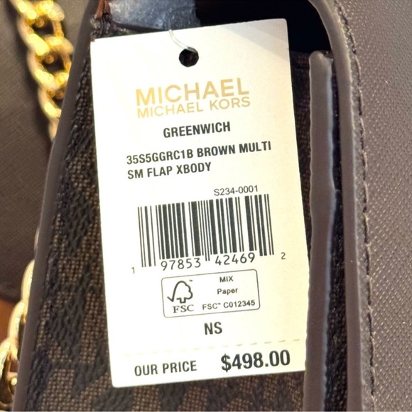 Michael Kors Greenwich SM Color-Block Signature Logo Crossbody Bag Brown Multi - Picture 11 of 11